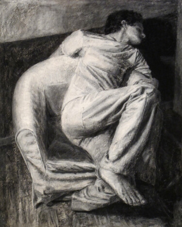 Рисунок под названием "Figure dans un inté…" - David Benayoun, Подлинное произведение искусства, Мел