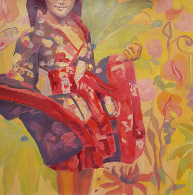 绘画 标题为“Costume Japonais ro…” 由David Benayoun, 原创艺术品, 油