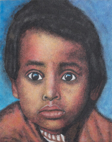 Pintura titulada "Regard d'enfant - T…" por David Cadran, Obra de arte original, Otro