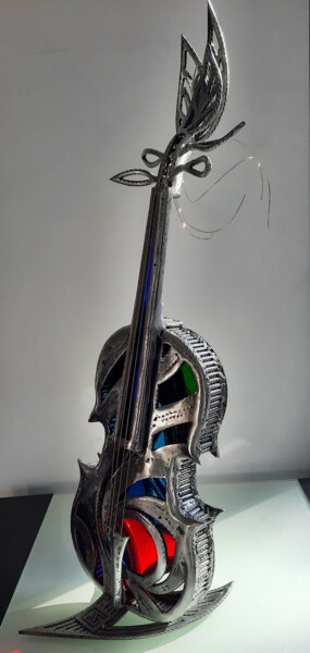 Sculptuur getiteld "Mon Violon" door David Fabié, Origineel Kunstwerk, Metalen