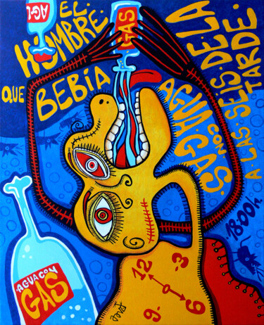 Pintura titulada "El hombre que bebía…" por David García Rincón, Obra de arte original, Acrílico Montado en Bastidor de cami…