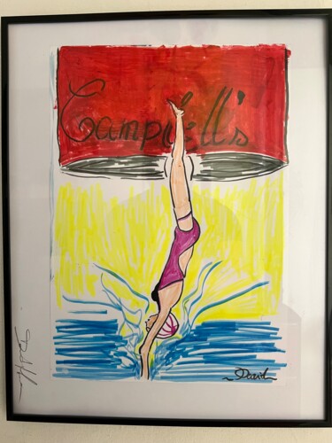 Painting titled "Tuffo N.1" by David Harianna, Original Artwork, Marker Mounted on Glass