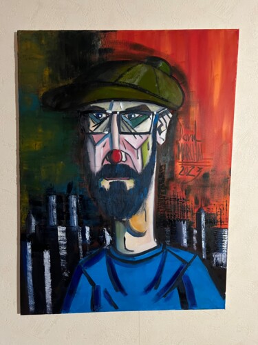 Painting titled "Autoportrait hommag…" by David Marchal, Original Artwork, Oil