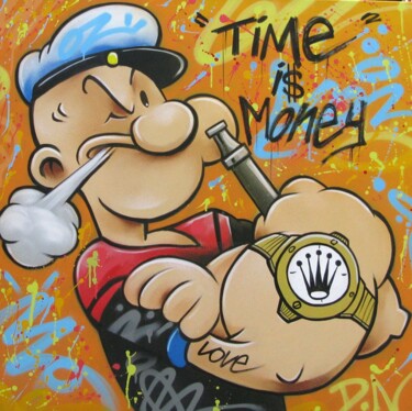 「Popeye time is money」というタイトルの絵画 David Nicolas (Daru)によって, オリジナルのアートワーク, アクリル