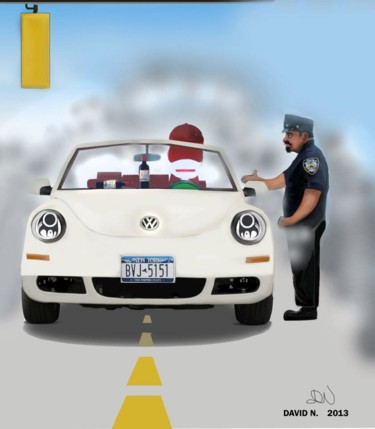 Digital Arts titled "Corky's driving" by David Nornberg, Original Artwork, Digital Painting