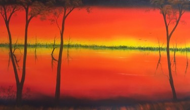 Peinture intitulée "Blood Orange Sunset" par David O'Halloran, Œuvre d'art originale, Huile