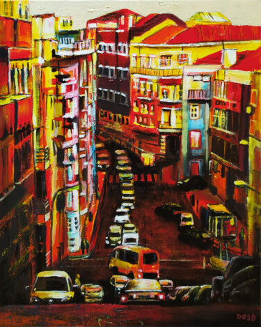 Картина под названием "Lisbonne (n°2)" - David Stany Garnier, Подлинное произведение искусства, Акрил