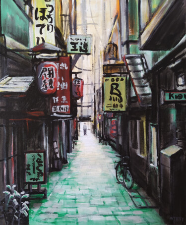 Malarstwo zatytułowany „Osaka Namba (n°4)” autorstwa David Stany Garnier, Oryginalna praca, Akryl Zamontowany na Drewniana r…