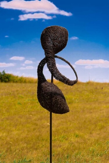 Escultura titulada "Elegance Iron wire…" por David Vanorbeek, Obra de arte original, Metales