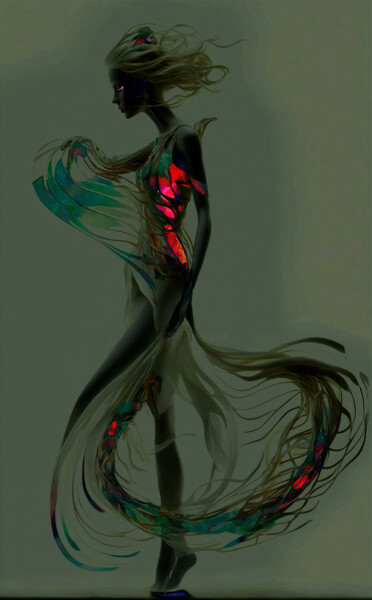 Digital Arts titled "Dragon woman" by Davide Poggio, Original Artwork, AI generated image