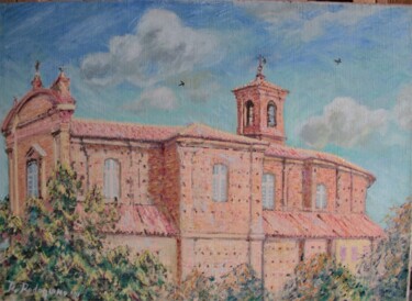 Painting titled "Chiesa di San Domen…" by Davide Rodoquino, Original Artwork, Oil Mounted on Wood Stretcher frame
