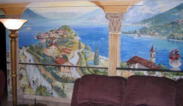 Pittura intitolato "Lake Como and Bella…" da Davide Rodoquino, Opera d'arte originale, Acrilico