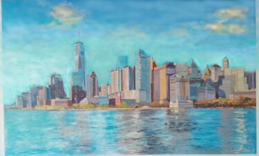 Pintura intitulada "Manhattan skyline" por Davide Rodoquino, Obras de arte originais, Acrílico