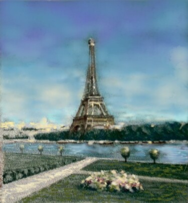 Painting titled "Eiffel Tower" by Davide Rodoquino, Original Artwork, Acrylic