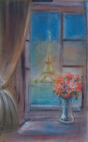Pintura titulada "Serata a Parigi" por Davide Rodoquino, Obra de arte original, Tinta Montado en Bastidor de camilla de made…