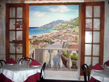 Painting titled "Trompe l'oeil con f…" by Davide Rodoquino, Original Artwork, Acrylic