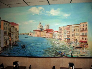 Schilderij getiteld "Il Canal Grande" door Davide Rodoquino, Origineel Kunstwerk, Acryl