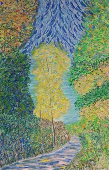 Painting titled "BIRCH TREE IN AUTUMN" by David Cade, Original Artwork, Pastel