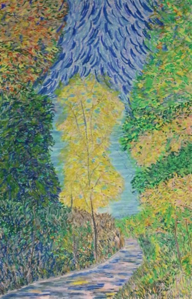 Peinture intitulée "BIRCH TREE IN AUTUMN" par David Cade, Œuvre d'art originale, Pastel