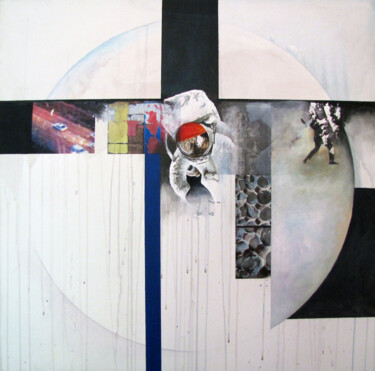 Collages intitolato "Centre of rotationa…" da David Troughton, Opera d'arte originale, Acrilico Montato su Telaio per barell…