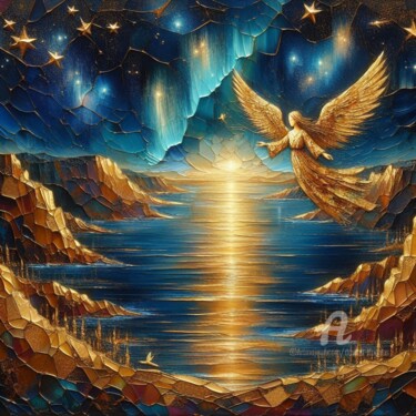 Digital Arts titled "Angelic guidance of…" by Davina Dugnas, Original Artwork, Digital Painting