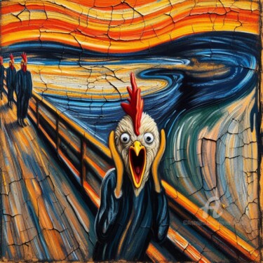 Artes digitais intitulada "Chicken Scream II" por Davina Dugnas, Obras de arte originais, Pintura digital