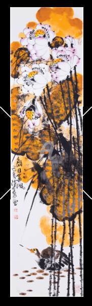 Pittura intitolato "Lange gold wind 朗日金…" da Dayou Lu, Opera d'arte originale, pigmenti