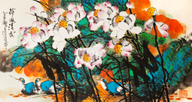 Pittura intitolato "Wind blow over the…" da Dayou Lu, Opera d'arte originale, pigmenti