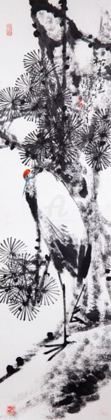 Painting titled "Pine tree spirit 松高…" by Dayou Lu, Original Artwork, Pigments