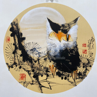 Painting titled "Night god 夜神 (No.18…" by Dayou Lu, Original Artwork, Pigments