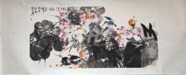 Peinture intitulée "Fun in the lotus po…" par Dayou Lu, Œuvre d'art originale, Encre