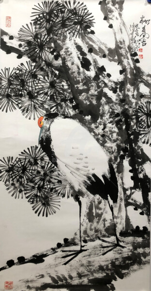 Картина под названием "Pine tree spirit 松高…" - Dayou Lu, Подлинное произведение искусства, Пигменты