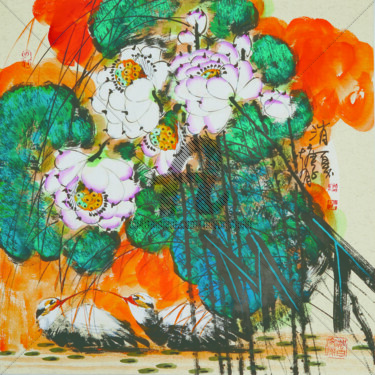 Peinture intitulée "Cool summer 消夏 （No.…" par Dayou Lu, Œuvre d'art originale, Pigments
