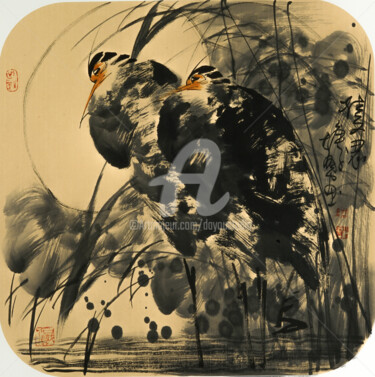Schilderij getiteld "Double miss 双思 （No.…" door Dayou Lu, Origineel Kunstwerk, pigmenten