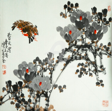 Schilderij getiteld "Spring time 春天里 （No…" door Dayou Lu, Origineel Kunstwerk, pigmenten