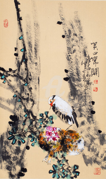 Pintura titulada "Always be happy 笑口常…" por Dayou Lu, Obra de arte original, Pigmentos
