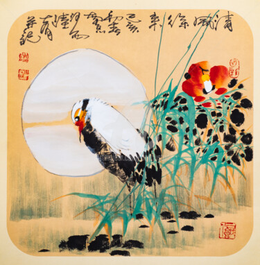 Malerei mit dem Titel "Fresh wind and bamb…" von Dayou Lu, Original-Kunstwerk, Pigmente