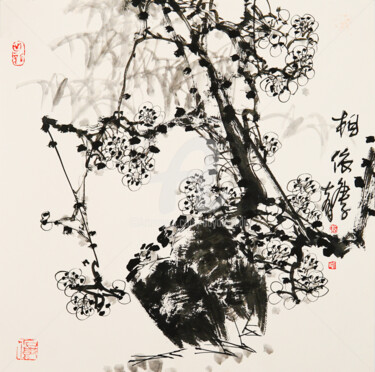 Peinture intitulée "Lovely couple 相依 （N…" par Dayou Lu, Œuvre d'art originale, Pigments