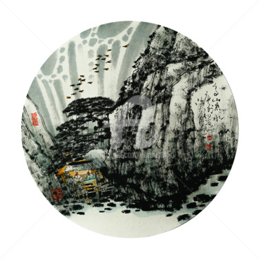 「High mountain and l…」というタイトルの絵画 Dayou Luによって, オリジナルのアートワーク, 顔料