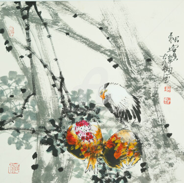 Pittura intitolato "Harvest in the Autu…" da Dayou Lu, Opera d'arte originale, pigmenti