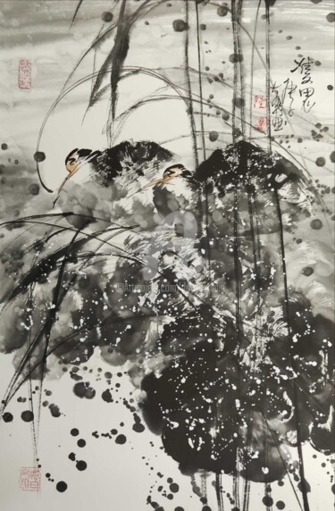 Peinture intitulée "Double miss 双思 （No.…" par Dayou Lu, Œuvre d'art originale, Pigments