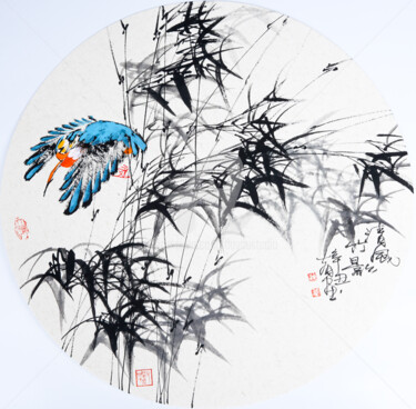 Pintura titulada "Clear wind and Bamb…" por Dayou Lu, Obra de arte original, Pigmentos