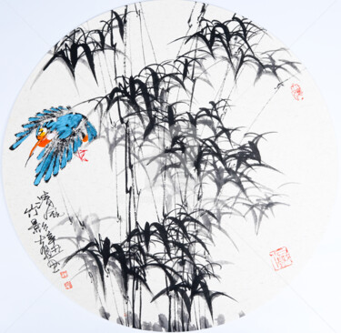 Pintura titulada "Clear wind and Bamb…" por Dayou Lu, Obra de arte original, Pigmentos