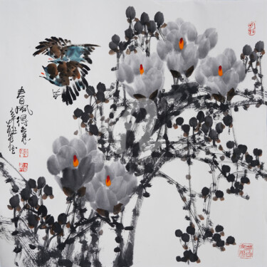 Painting titled "Spring brings good…" by Dayou Lu, Original Artwork, Pigments