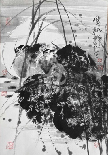 Schilderij getiteld "Double miss 双栖（No.1…" door Dayou Lu, Origineel Kunstwerk, pigmenten