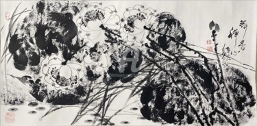 Peinture intitulée "Zen mind in the pea…" par Dayou Lu, Œuvre d'art originale, Pigments