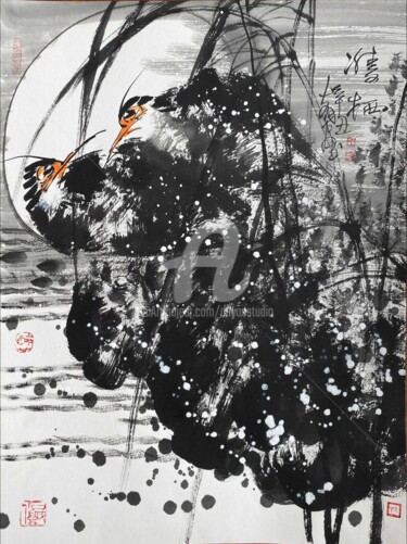 Peinture intitulée "Double miss 双栖（No.1…" par Dayou Lu, Œuvre d'art originale, Pigments