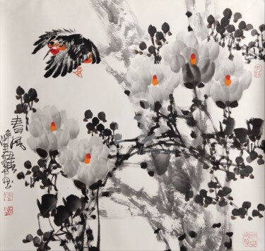 Malerei mit dem Titel "Spring wind 春风（No.1…" von Dayou Lu, Original-Kunstwerk, Pigmente