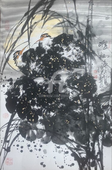 Peinture intitulée "Loverly couple 双栖 （…" par Dayou Lu, Œuvre d'art originale, Pigments