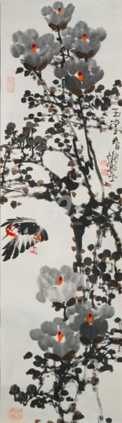 Painting titled "Fragrance of Magnol…" by Dayou Lu, Original Artwork, Ink
